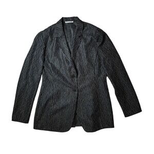 Vintage Emporio Armani Jacket Sheer Polyester Blazer - Grey‎ / Black  Size 46